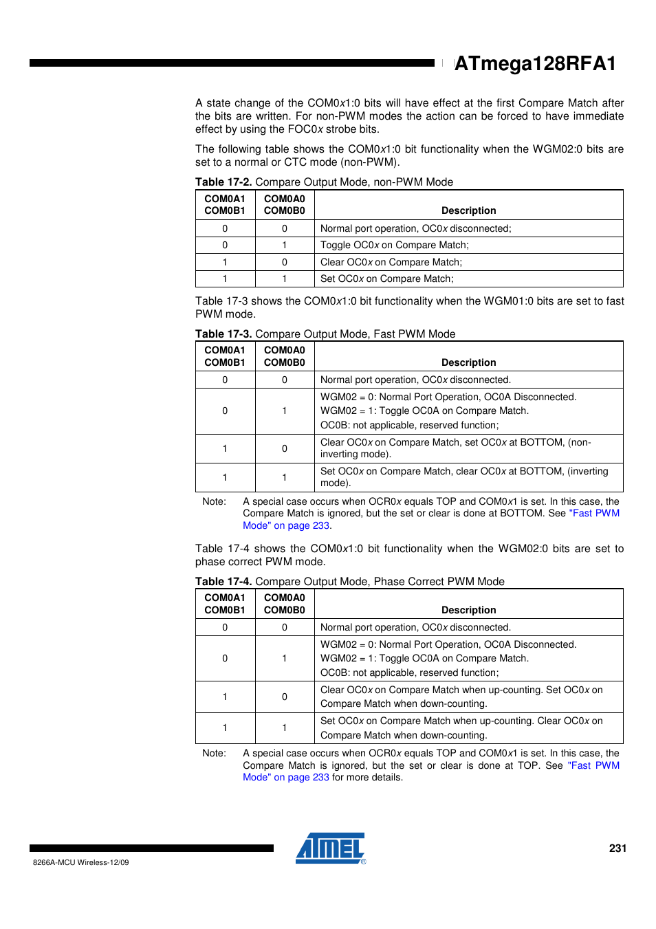 Atmega128rfa1 | Rainbow Electronics ATmega128RFA1 User Manual | Page 231 / 524
