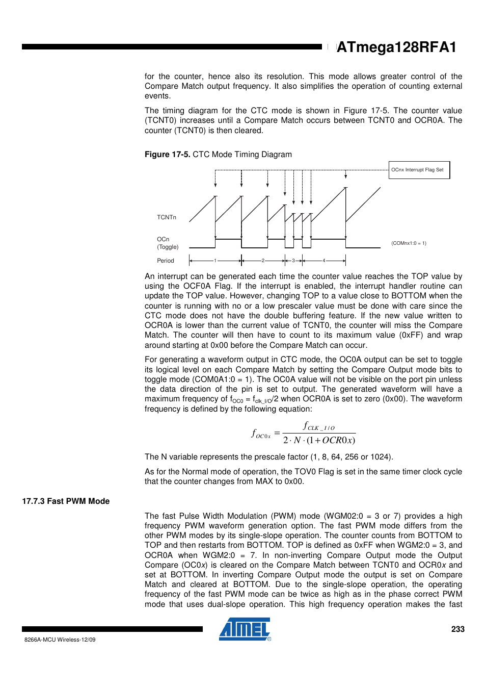 3 fast pwm mode, Fast pwm, Atmega128rfa1 | Rainbow Electronics ATmega128RFA1 User Manual | Page 233 / 524