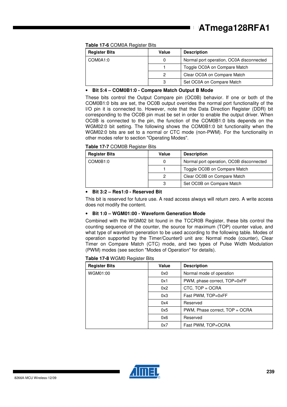 Atmega128rfa1 | Rainbow Electronics ATmega128RFA1 User Manual | Page 239 / 524