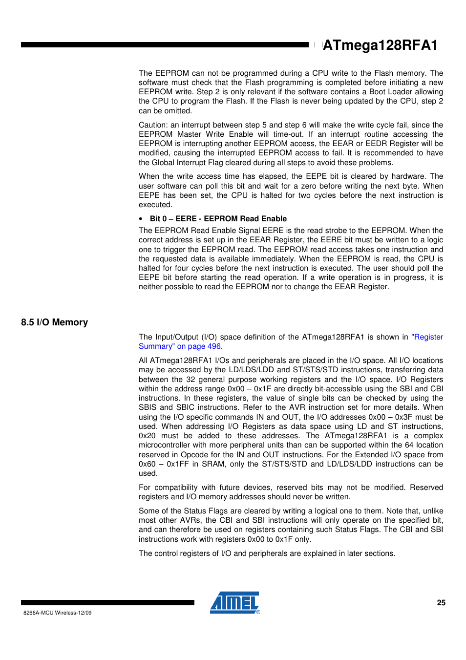 5 i/o memory | Rainbow Electronics ATmega128RFA1 User Manual | Page 25 / 524