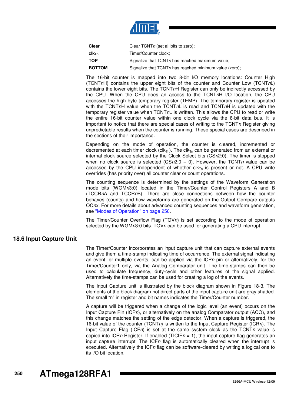 6 input capture unit | Rainbow Electronics ATmega128RFA1 User Manual | Page 250 / 524