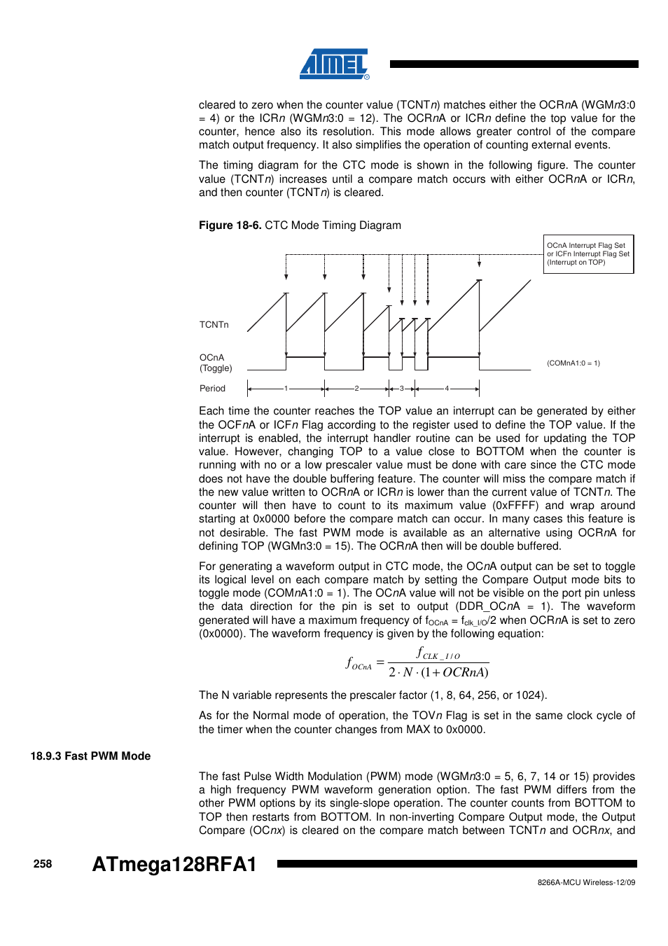 3 fast pwm mode, Atmega128rfa1 | Rainbow Electronics ATmega128RFA1 User Manual | Page 258 / 524
