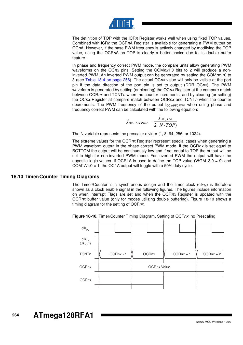 10 timer/counter timing diagrams, Atmega128rfa1 | Rainbow Electronics ATmega128RFA1 User Manual | Page 264 / 524