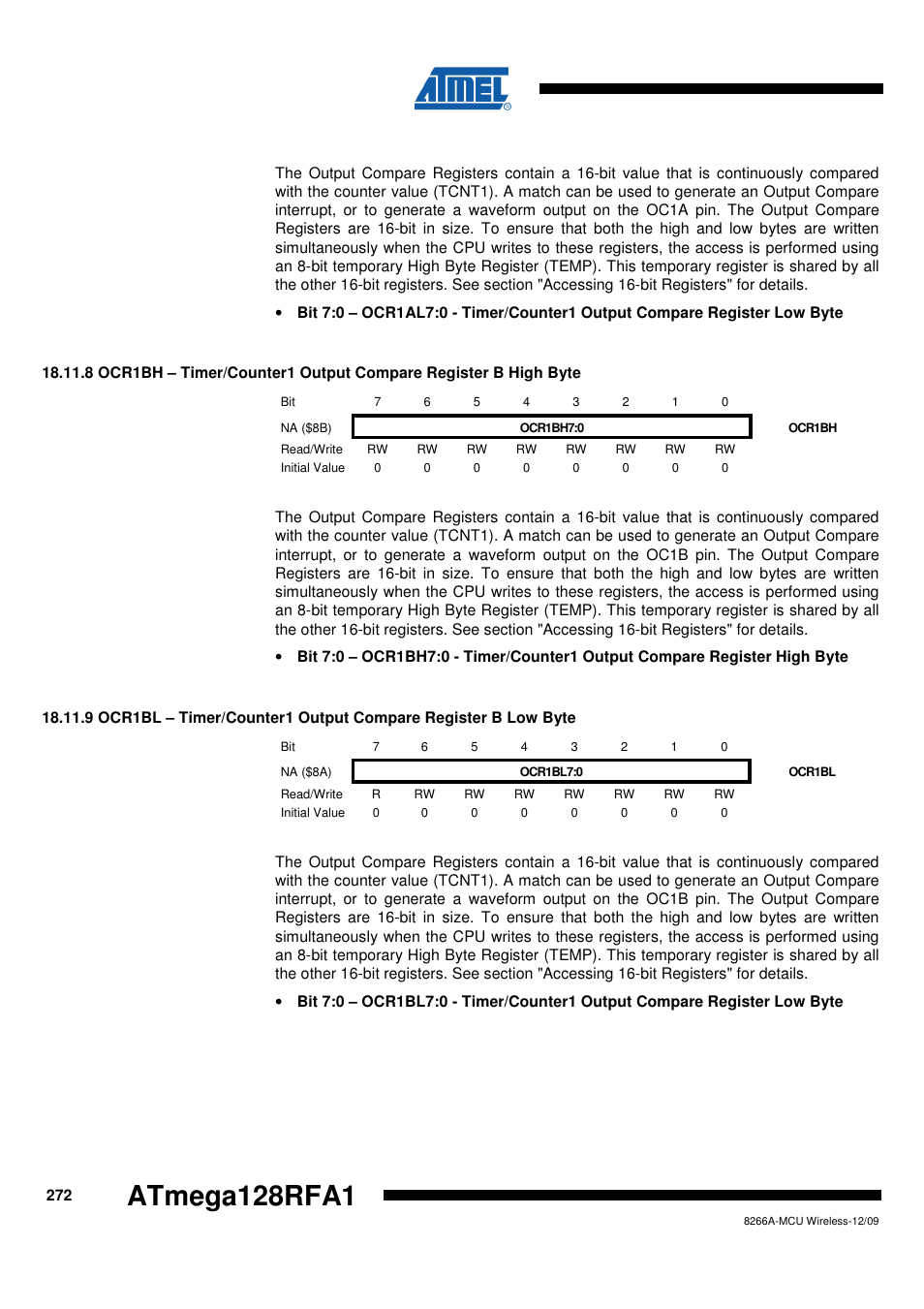Atmega128rfa1 | Rainbow Electronics ATmega128RFA1 User Manual | Page 272 / 524