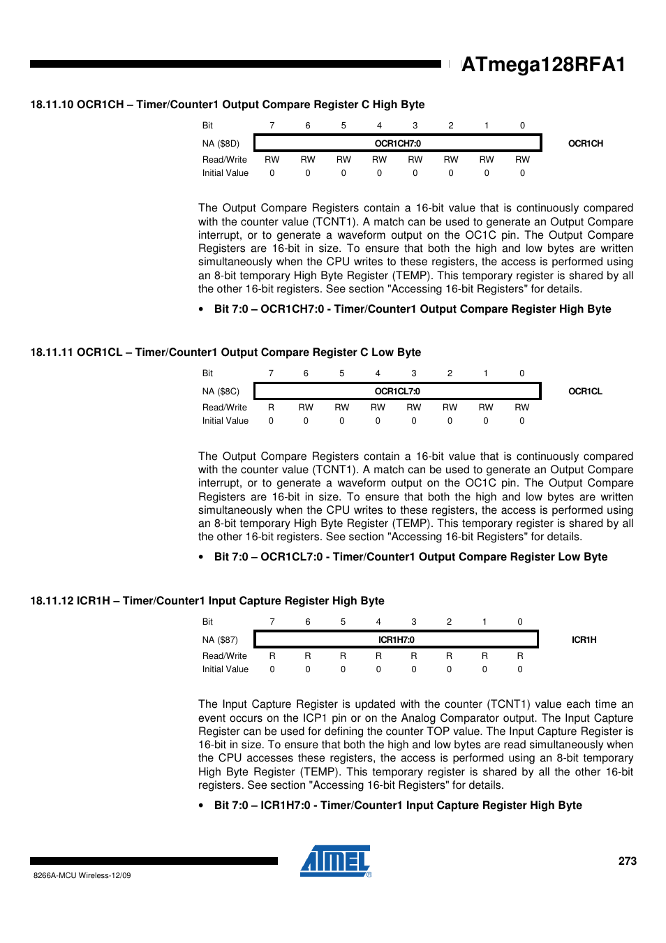 Atmega128rfa1 | Rainbow Electronics ATmega128RFA1 User Manual | Page 273 / 524