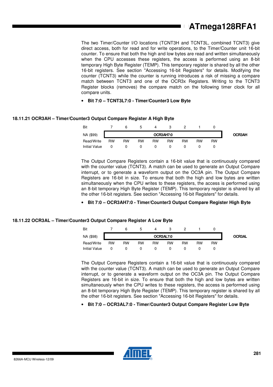 Atmega128rfa1 | Rainbow Electronics ATmega128RFA1 User Manual | Page 281 / 524