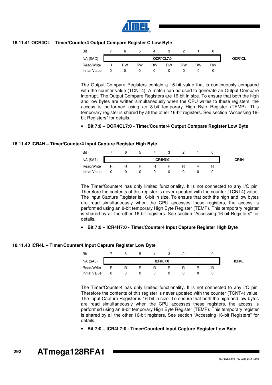 Atmega128rfa1 | Rainbow Electronics ATmega128RFA1 User Manual | Page 292 / 524