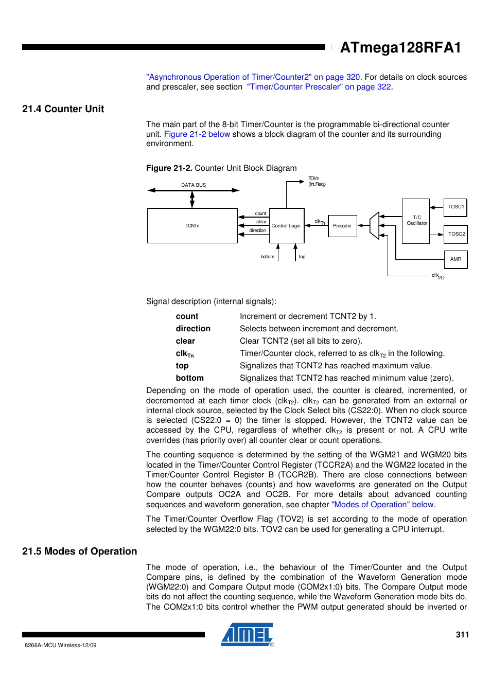 4 counter unit, 5 modes of operation, Atmega128rfa1 | Rainbow Electronics ATmega128RFA1 User Manual | Page 311 / 524