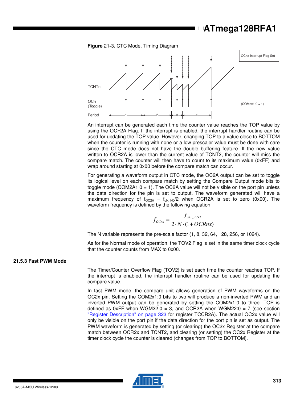 3 fast pwm mode, Atmega128rfa1 | Rainbow Electronics ATmega128RFA1 User Manual | Page 313 / 524