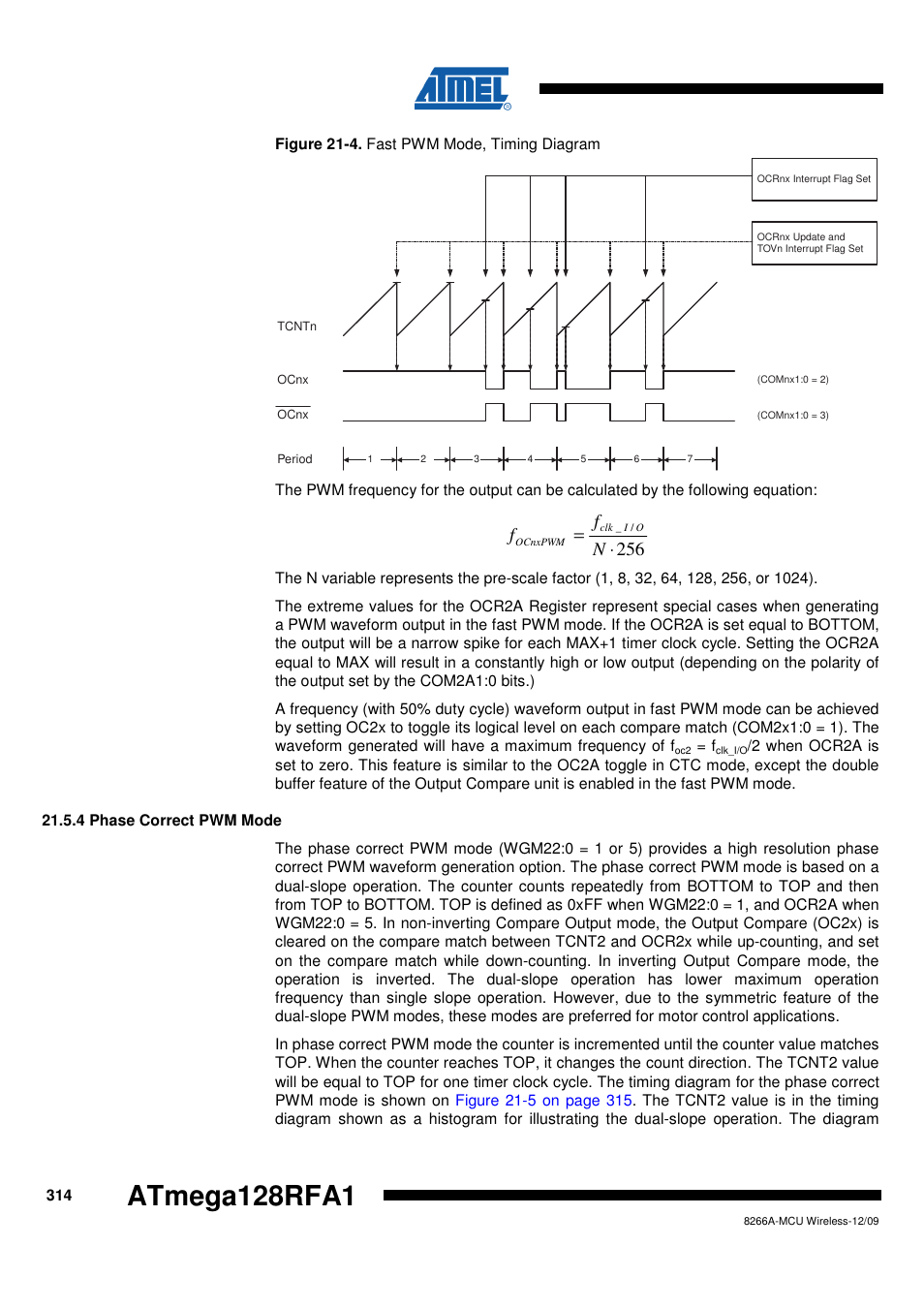 4 phase correct pwm mode, Atmega128rfa1 | Rainbow Electronics ATmega128RFA1 User Manual | Page 314 / 524