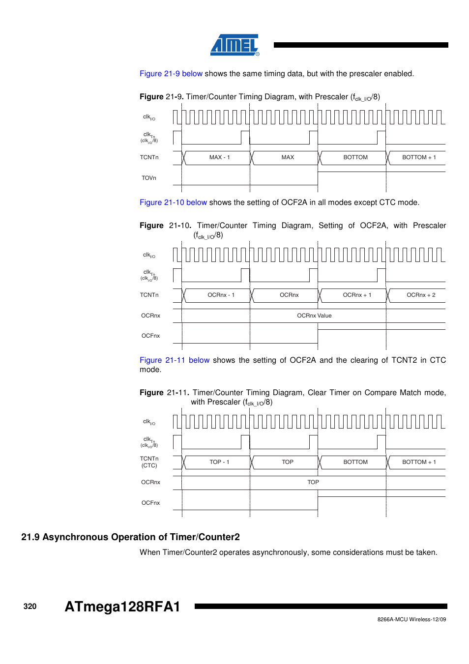 9 asynchronous operation of timer/counter2, Atmega128rfa1 | Rainbow Electronics ATmega128RFA1 User Manual | Page 320 / 524