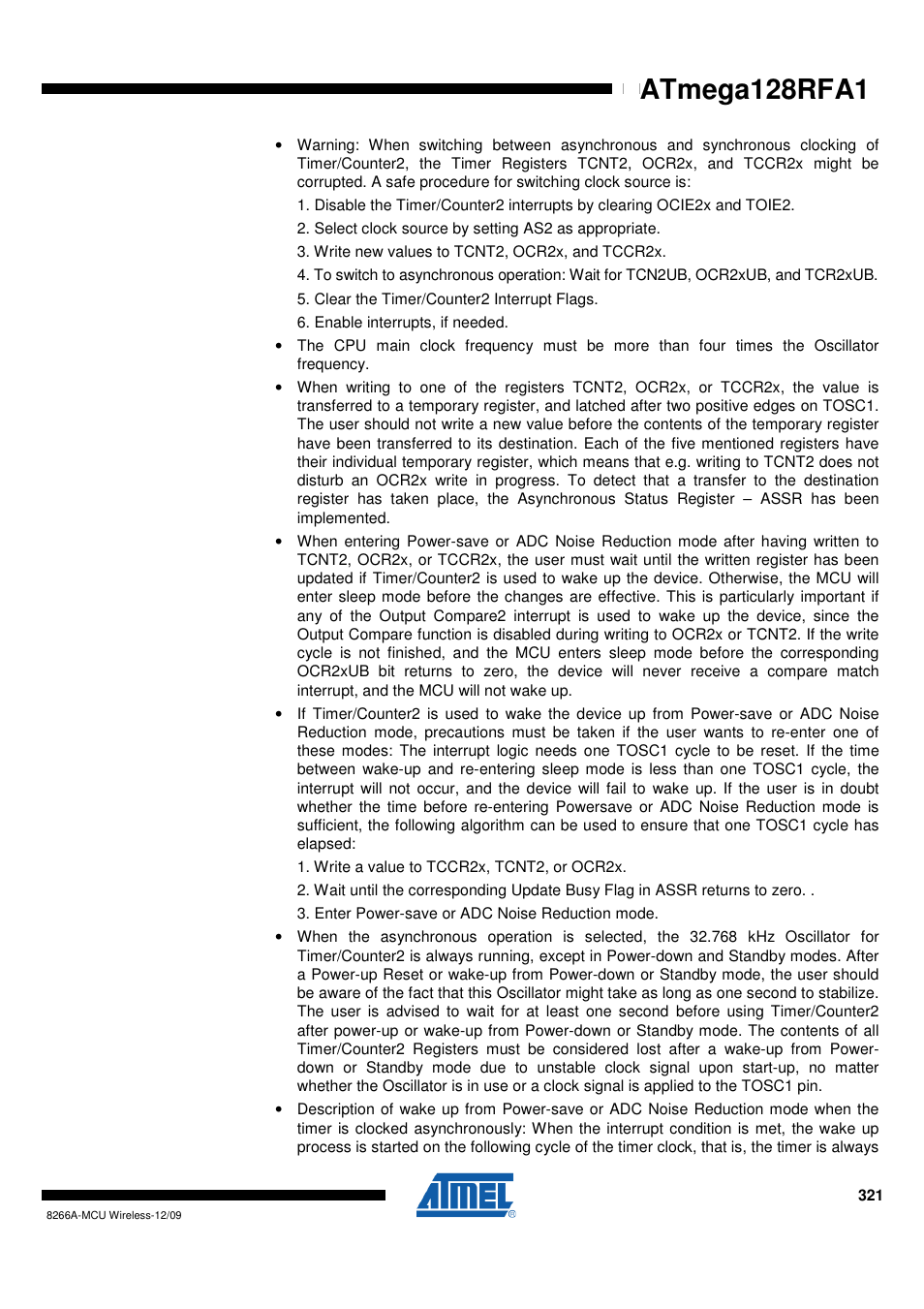 Rainbow Electronics ATmega128RFA1 User Manual | Page 321 / 524