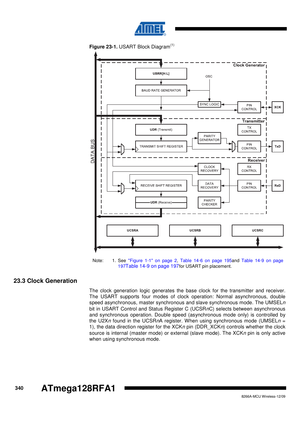 3 clock generation, Atmega128rfa1 | Rainbow Electronics ATmega128RFA1 User Manual | Page 340 / 524