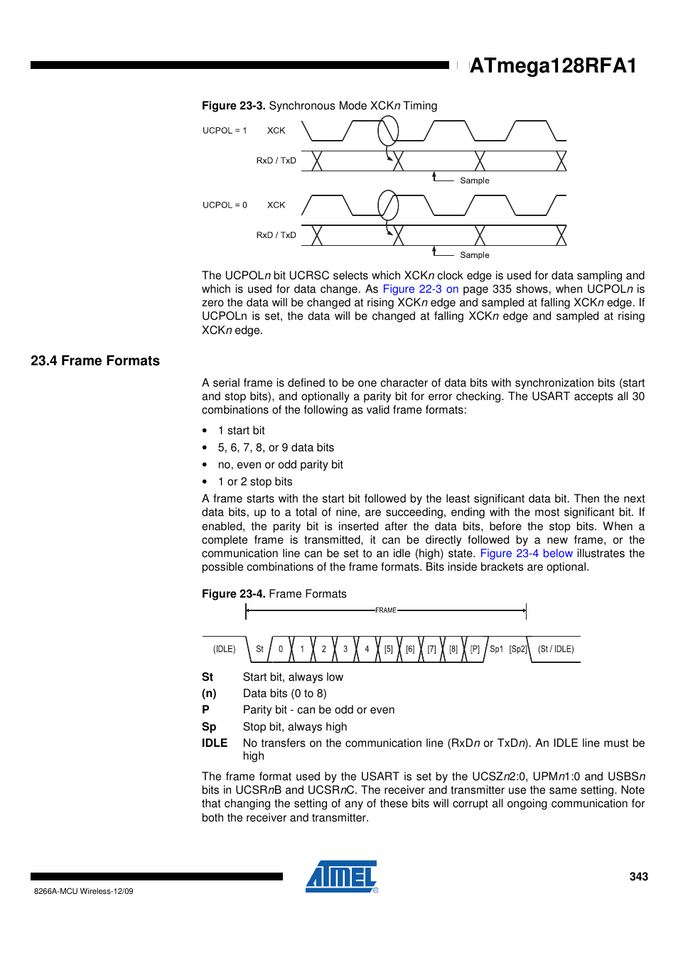 4 frame formats, Atmega128rfa1 | Rainbow Electronics ATmega128RFA1 User Manual | Page 343 / 524