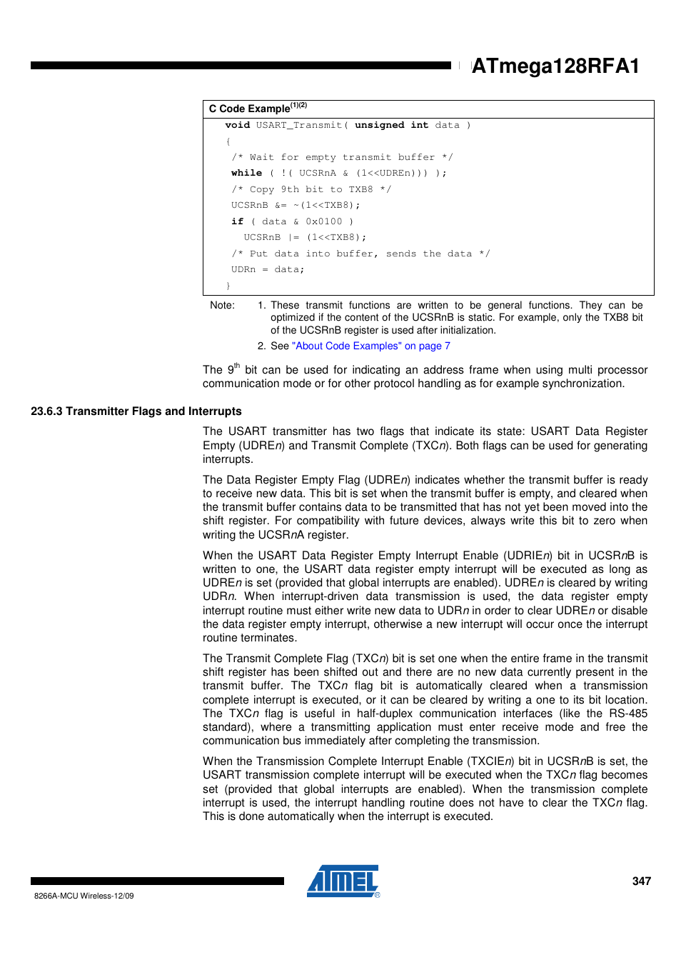 3 transmitter flags and interrupts | Rainbow Electronics ATmega128RFA1 User Manual | Page 347 / 524