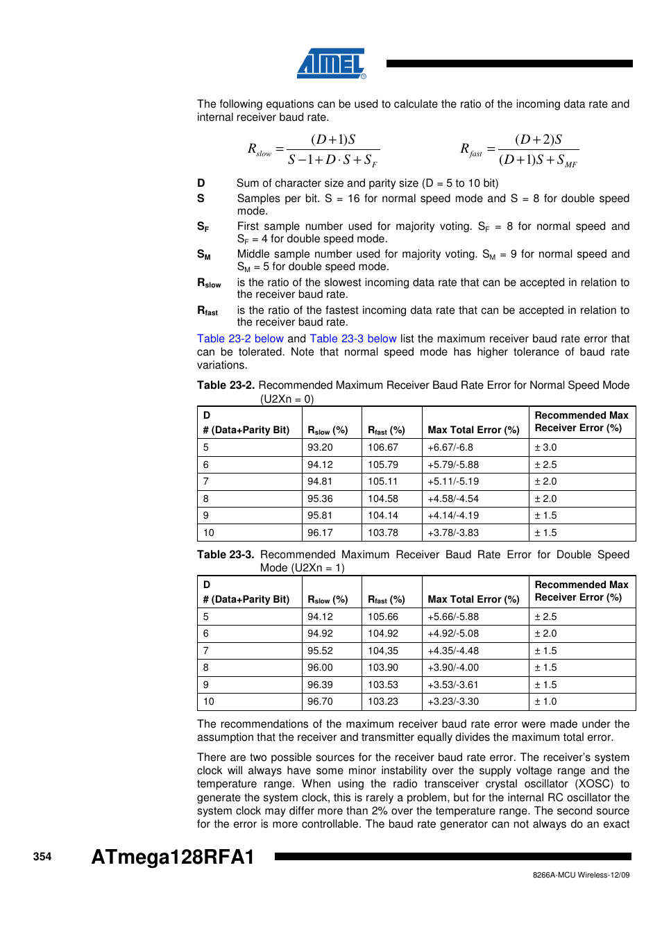 Table 23-2 on, Atmega128rfa1 | Rainbow Electronics ATmega128RFA1 User Manual | Page 354 / 524