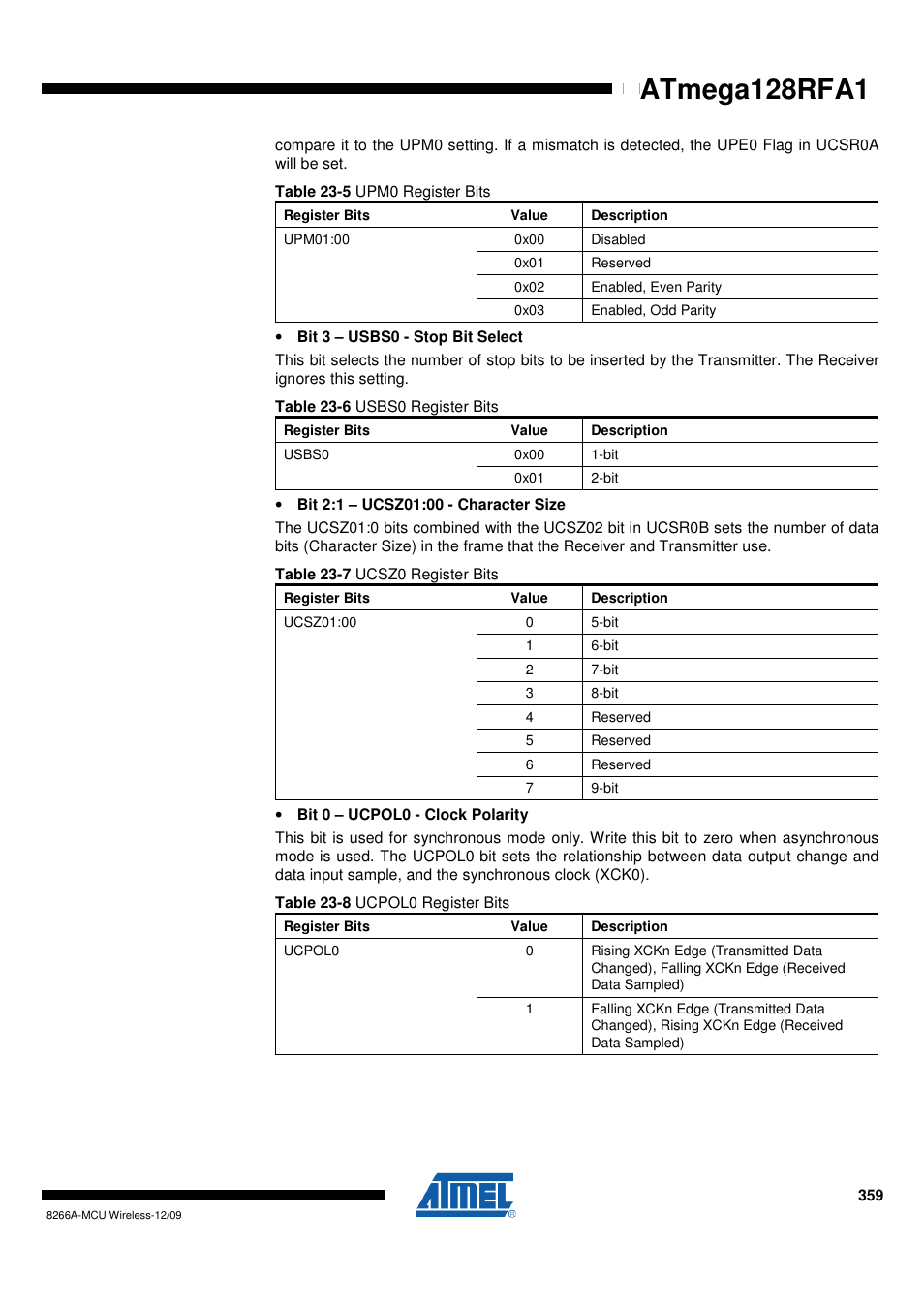 Atmega128rfa1 | Rainbow Electronics ATmega128RFA1 User Manual | Page 359 / 524