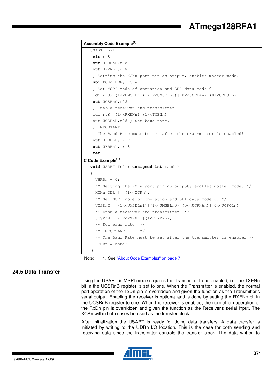 5 data transfer, Atmega128rfa1 | Rainbow Electronics ATmega128RFA1 User Manual | Page 371 / 524