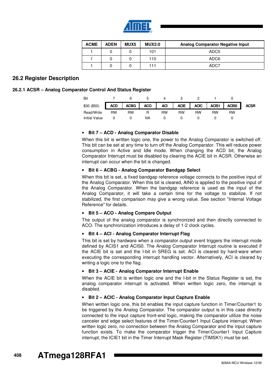 2 register description, Atmega128rfa1 | Rainbow Electronics ATmega128RFA1 User Manual | Page 408 / 524