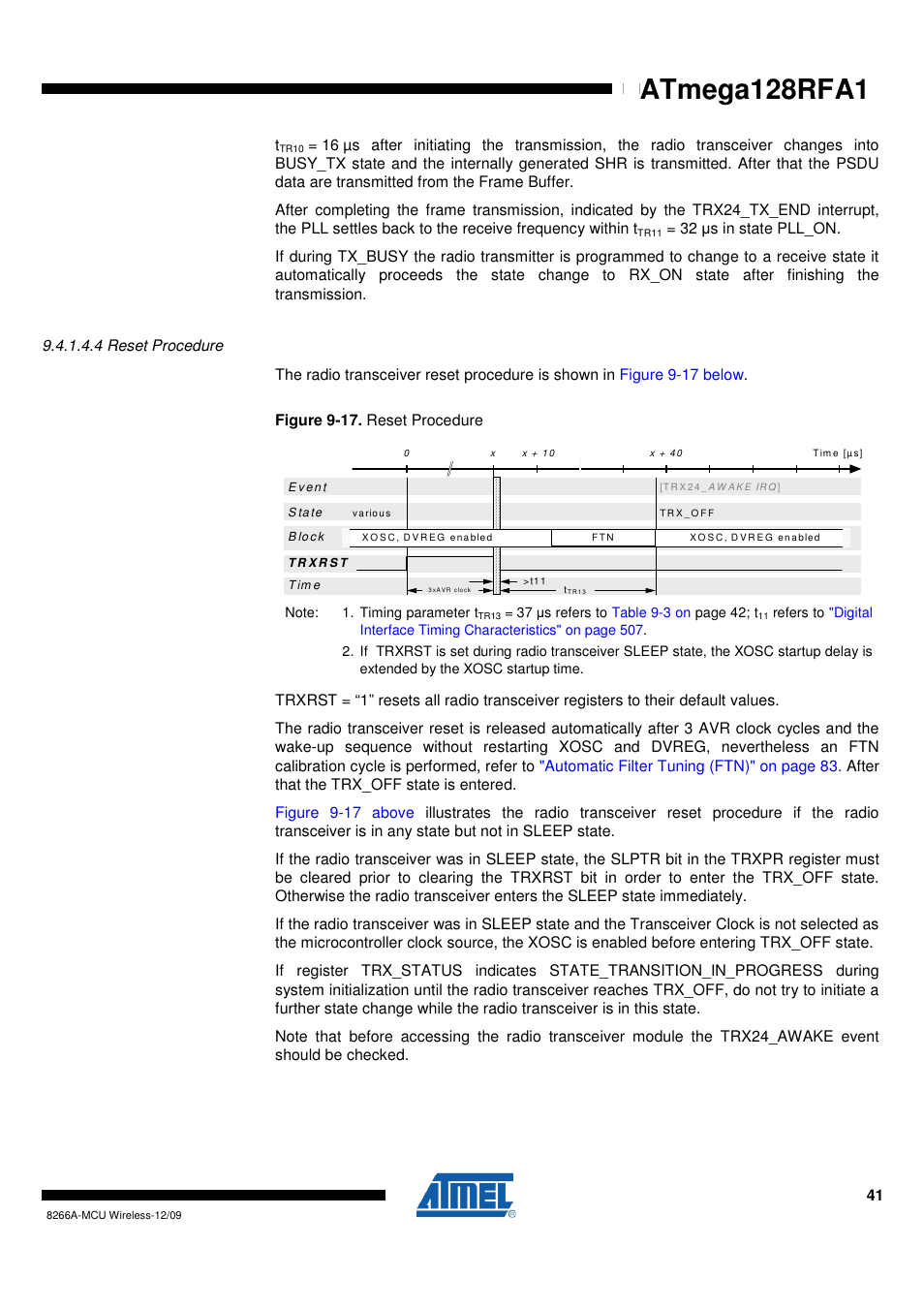 4 reset procedure, Atmega128rfa1 | Rainbow Electronics ATmega128RFA1 User Manual | Page 41 / 524