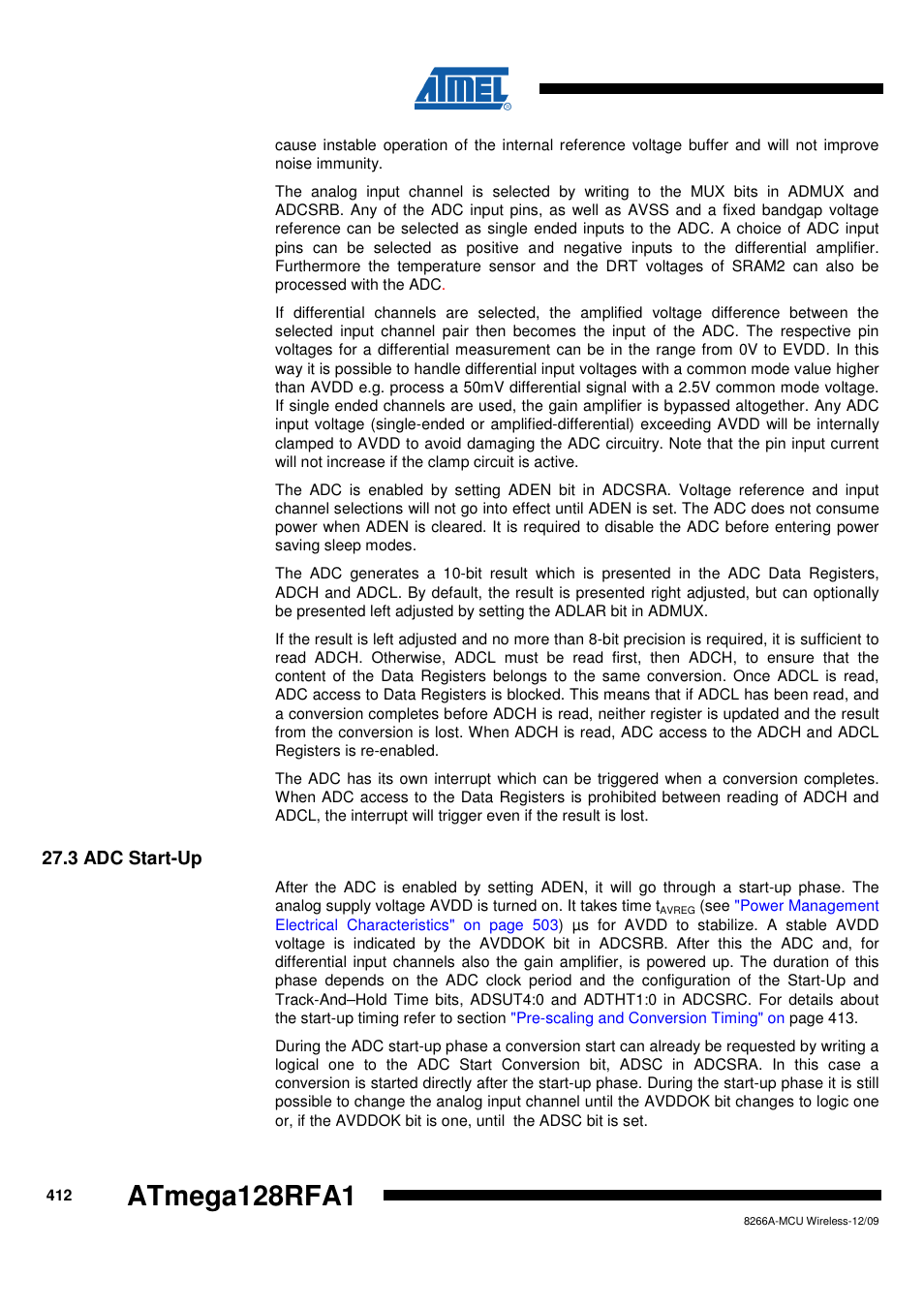 3 adc start-up | Rainbow Electronics ATmega128RFA1 User Manual | Page 412 / 524