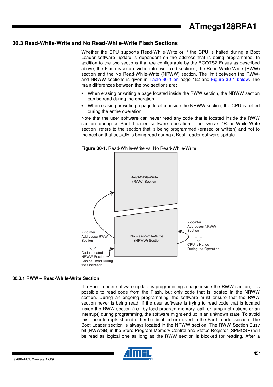 1 rww - read-while-write section | Rainbow Electronics ATmega128RFA1 User Manual | Page 451 / 524