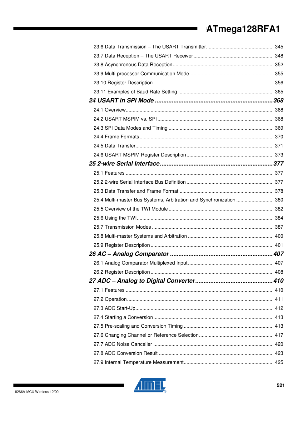 Atmega128rfa1 | Rainbow Electronics ATmega128RFA1 User Manual | Page 521 / 524