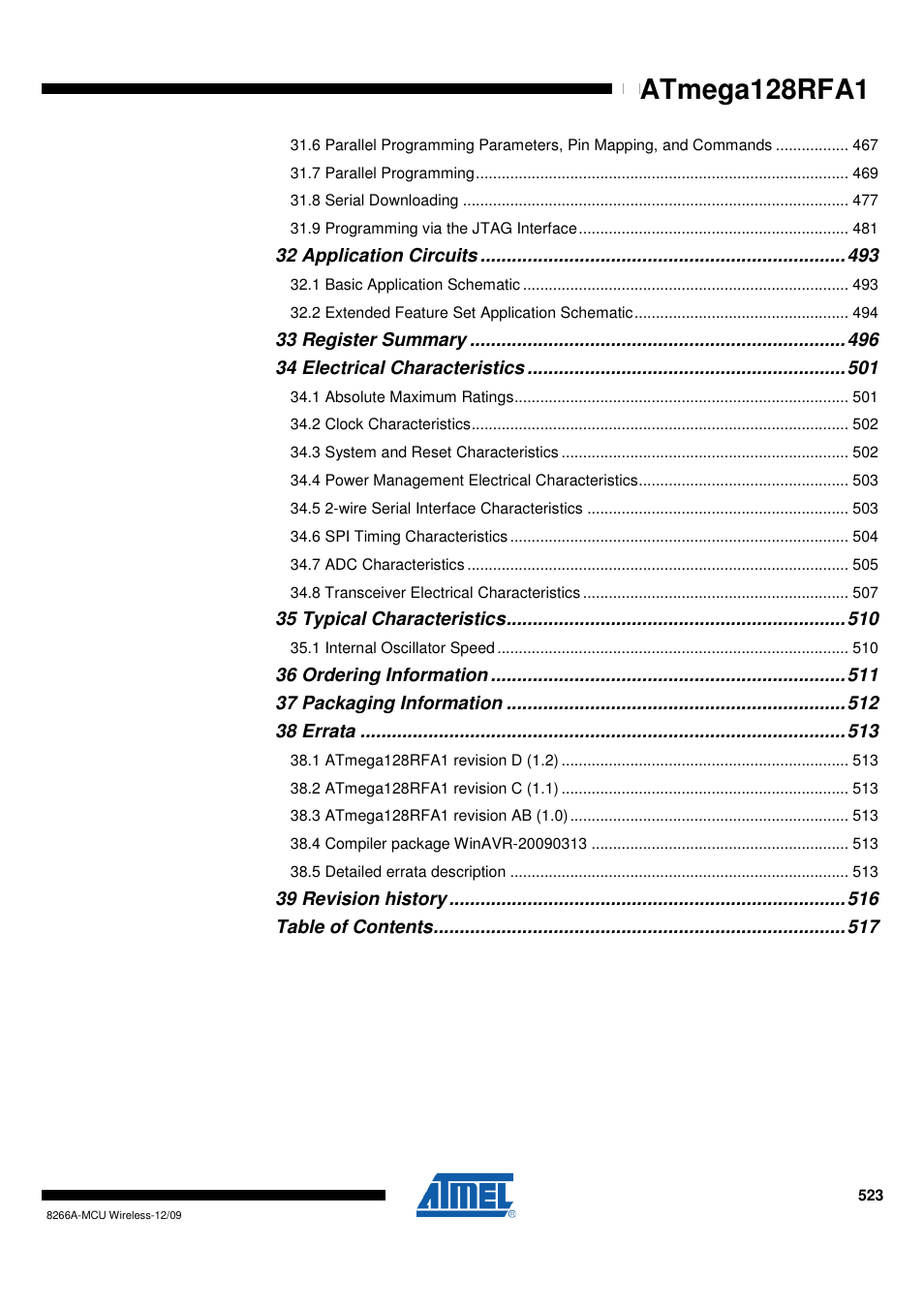 Atmega128rfa1 | Rainbow Electronics ATmega128RFA1 User Manual | Page 523 / 524