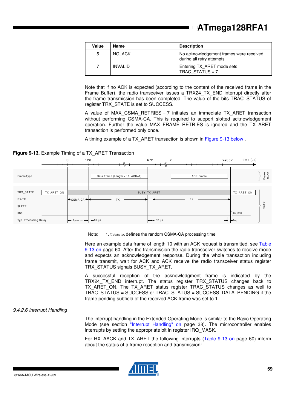 6 interrupt handling, Interrupt, Atmega128rfa1 | Rainbow Electronics ATmega128RFA1 User Manual | Page 59 / 524