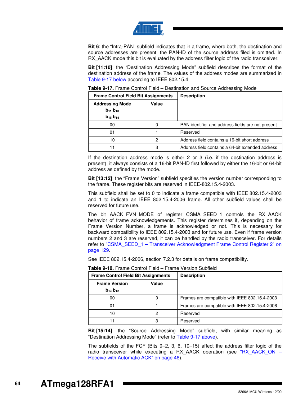 Atmega128rfa1 | Rainbow Electronics ATmega128RFA1 User Manual | Page 64 / 524