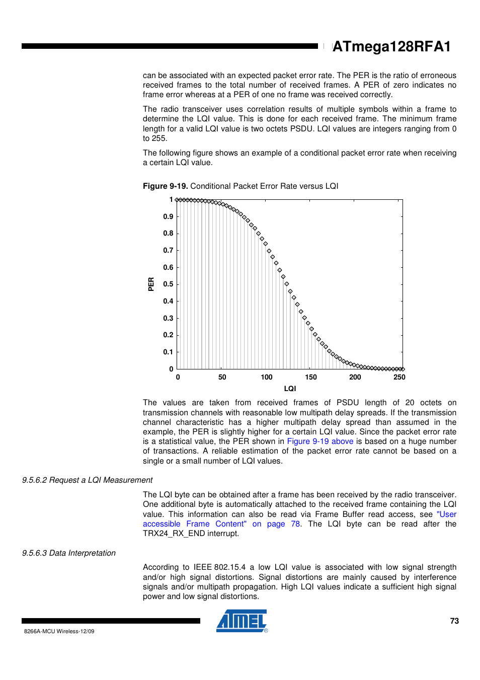2 request a lqi measurement, 3 data interpretation, Atmega128rfa1 | Rainbow Electronics ATmega128RFA1 User Manual | Page 73 / 524