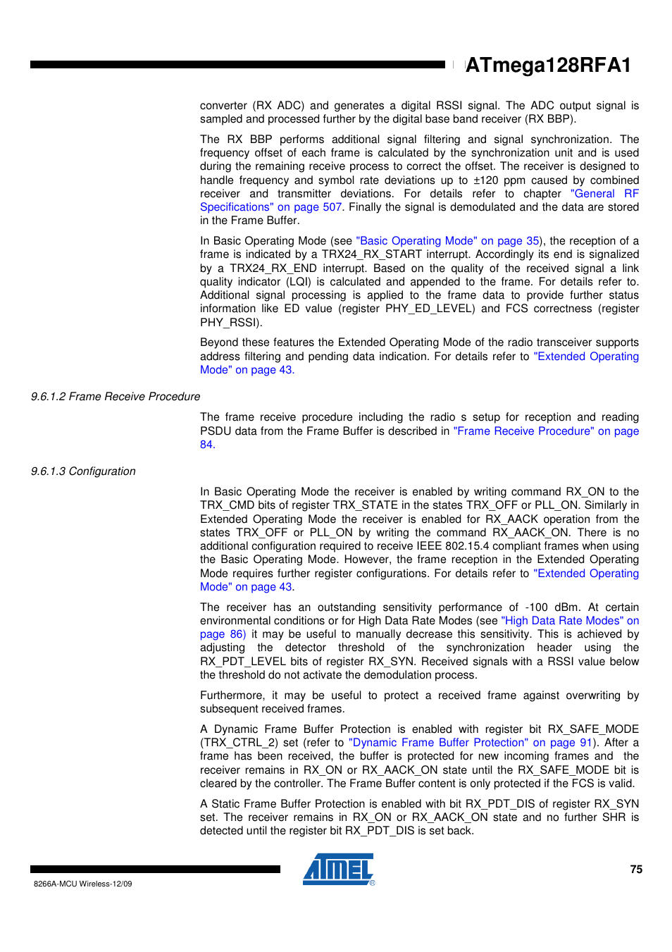 2 frame receive procedure, 3 configuration, Atmega128rfa1 | Rainbow Electronics ATmega128RFA1 User Manual | Page 75 / 524