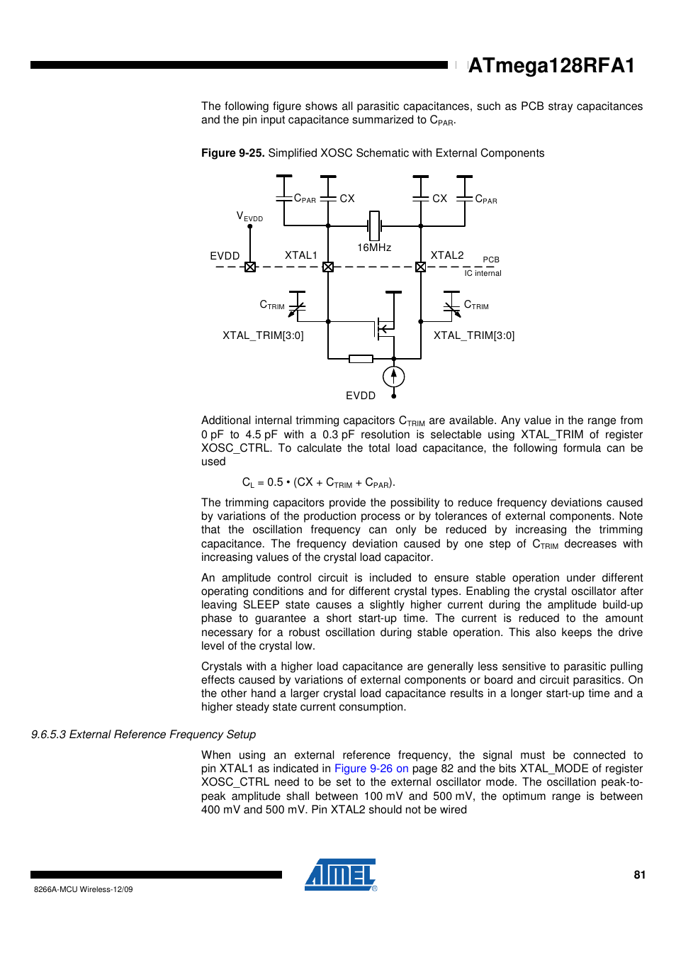 3 external reference frequency setup, Figure 9-25 on, Atmega128rfa1 | Rainbow Electronics ATmega128RFA1 User Manual | Page 81 / 524