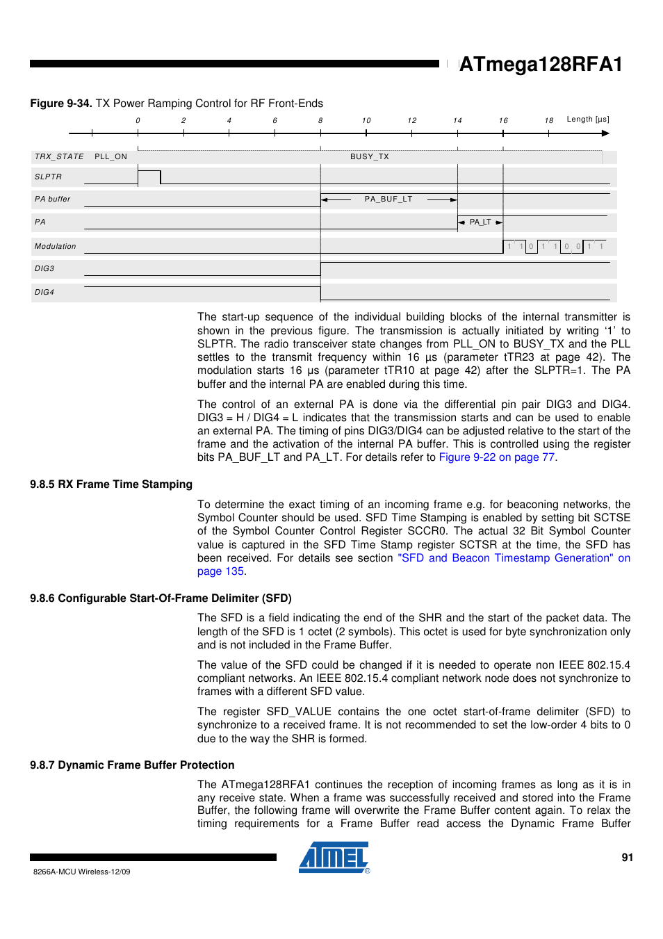 5 rx frame time stamping, 6 configurable start-of-frame delimiter (sfd), 7 dynamic frame buffer protection | Atmega128rfa1 | Rainbow Electronics ATmega128RFA1 User Manual | Page 91 / 524