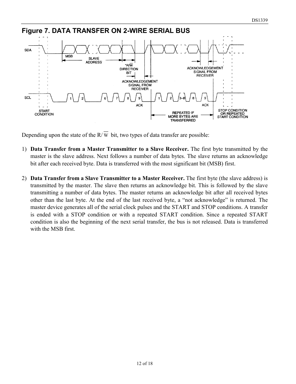 Figure 7. data transfer on 2-wire serial bus | Rainbow Electronics DS1339 User Manual | Page 12 / 18