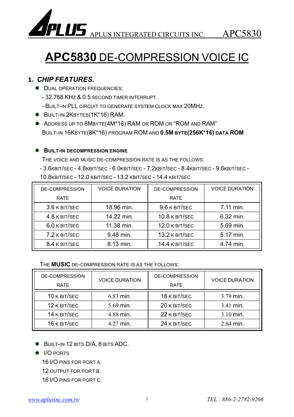 Rainbow Electronics APC5830 User Manual | 10 pages