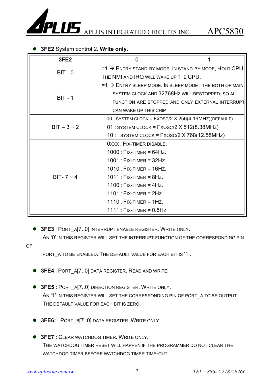 Apc5830, Aplus integrated circuits inc | Rainbow Electronics APC5830 User Manual | Page 7 / 10