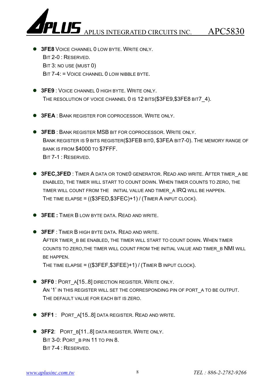 Apc5830, Aplus integrated circuits inc | Rainbow Electronics APC5830 User Manual | Page 8 / 10