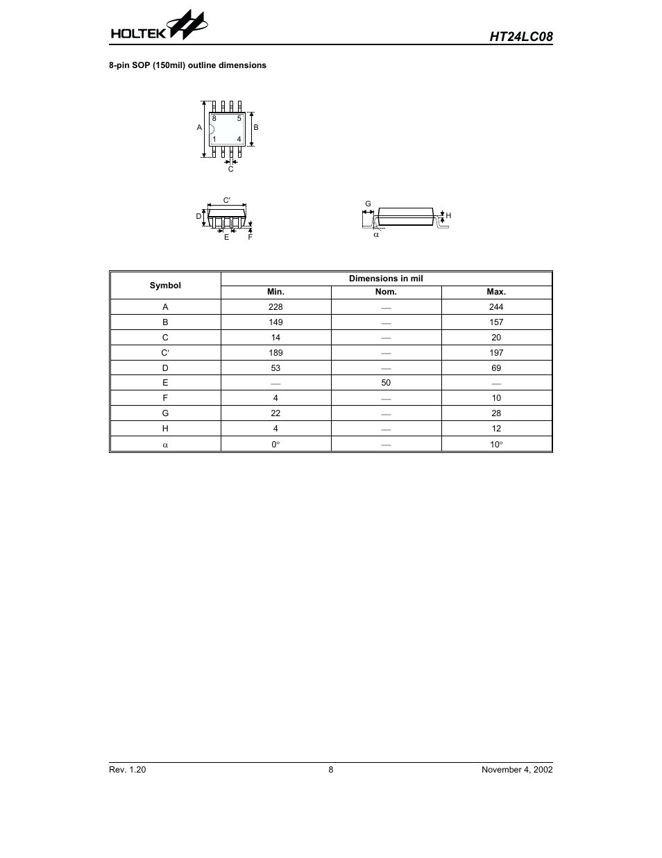 Ht24lc08 | Rainbow Electronics HT24LC08 User Manual | Page 8 / 11