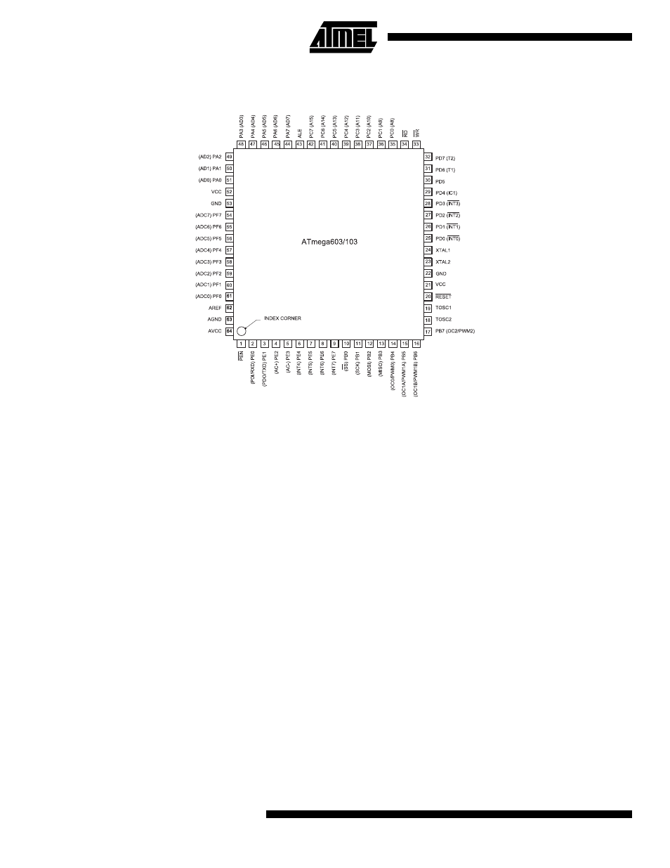 Pin configuration, Description | Rainbow Electronics ATmega103L User Manual | Page 2 / 126