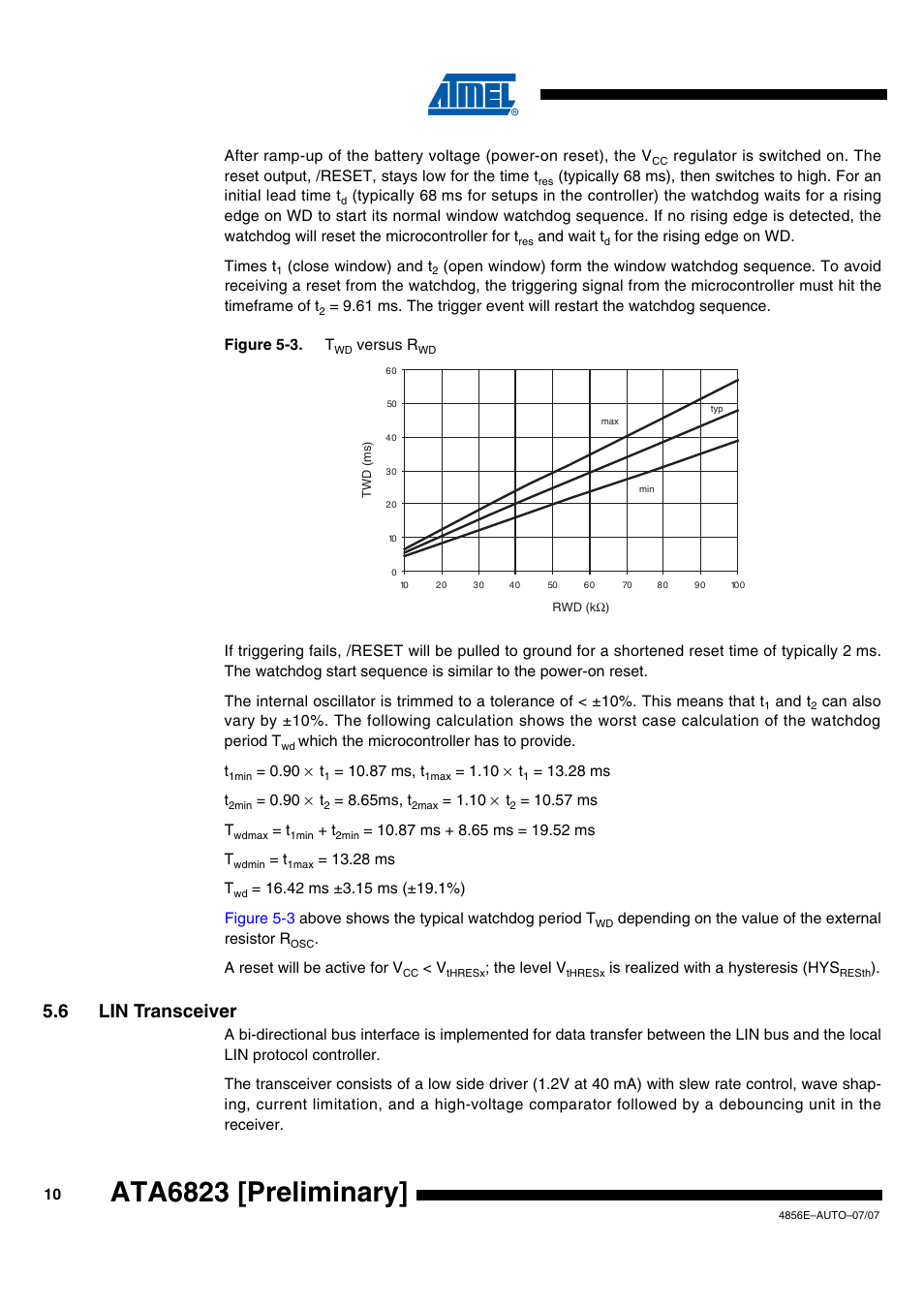 Ata6823 [preliminary, 6 lin transceiver | Rainbow Electronics ATA6823 User Manual | Page 10 / 28