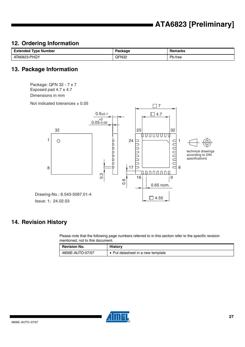 Ata6823 [preliminary | Rainbow Electronics ATA6823 User Manual | Page 27 / 28