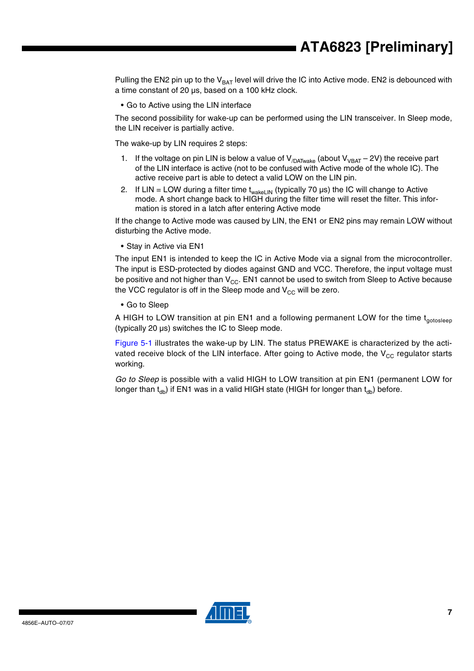 Ata6823 [preliminary | Rainbow Electronics ATA6823 User Manual | Page 7 / 28