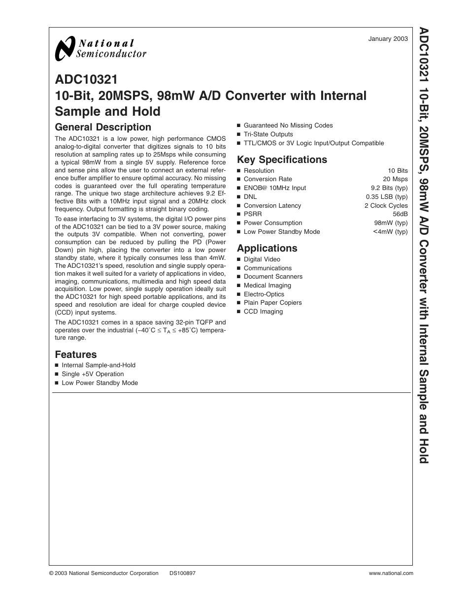 Rainbow Electronics ADC10321 User Manual | 18 pages