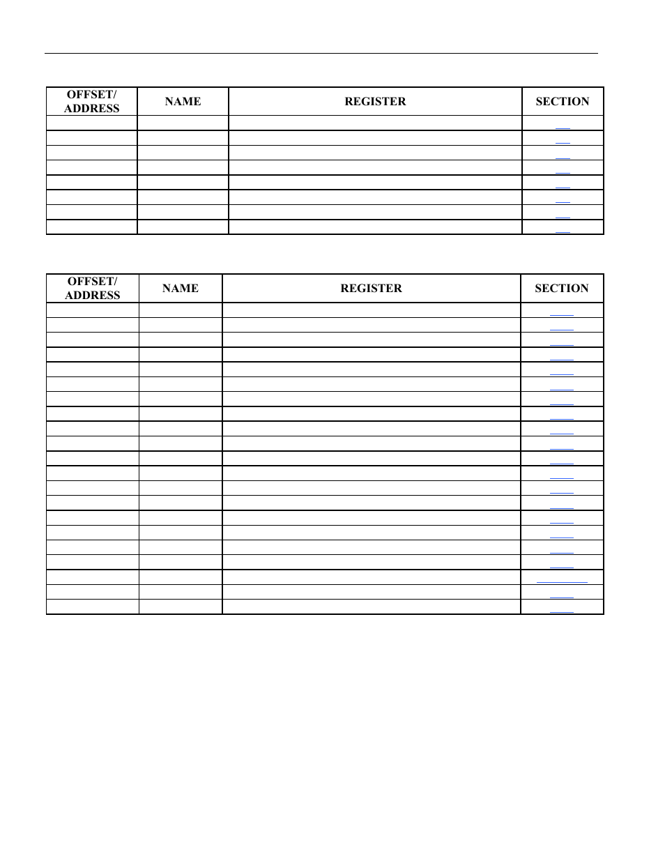 Bert registers (5xx), Receive dma registers (7xx), Eceive | Dma r, Egisters, Ransmit, 7 bert registers (5xx), 8 receive dma registers (7xx) | Rainbow Electronics DS3131 User Manual | Page 33 / 174