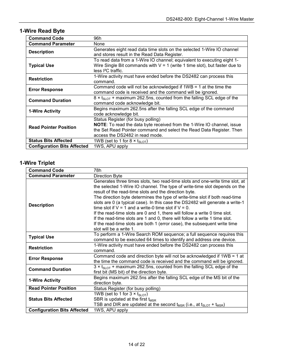 Rainbow Electronics DS2482-800 User Manual | Page 14 / 22
