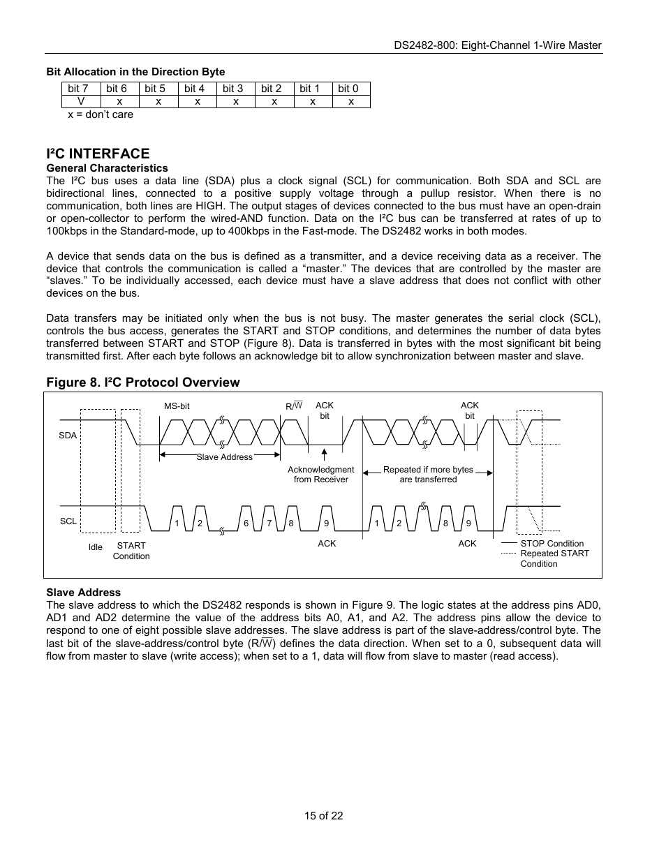 I²c interface, Figure 8. i²c protocol overview | Rainbow Electronics DS2482-800 User Manual | Page 15 / 22
