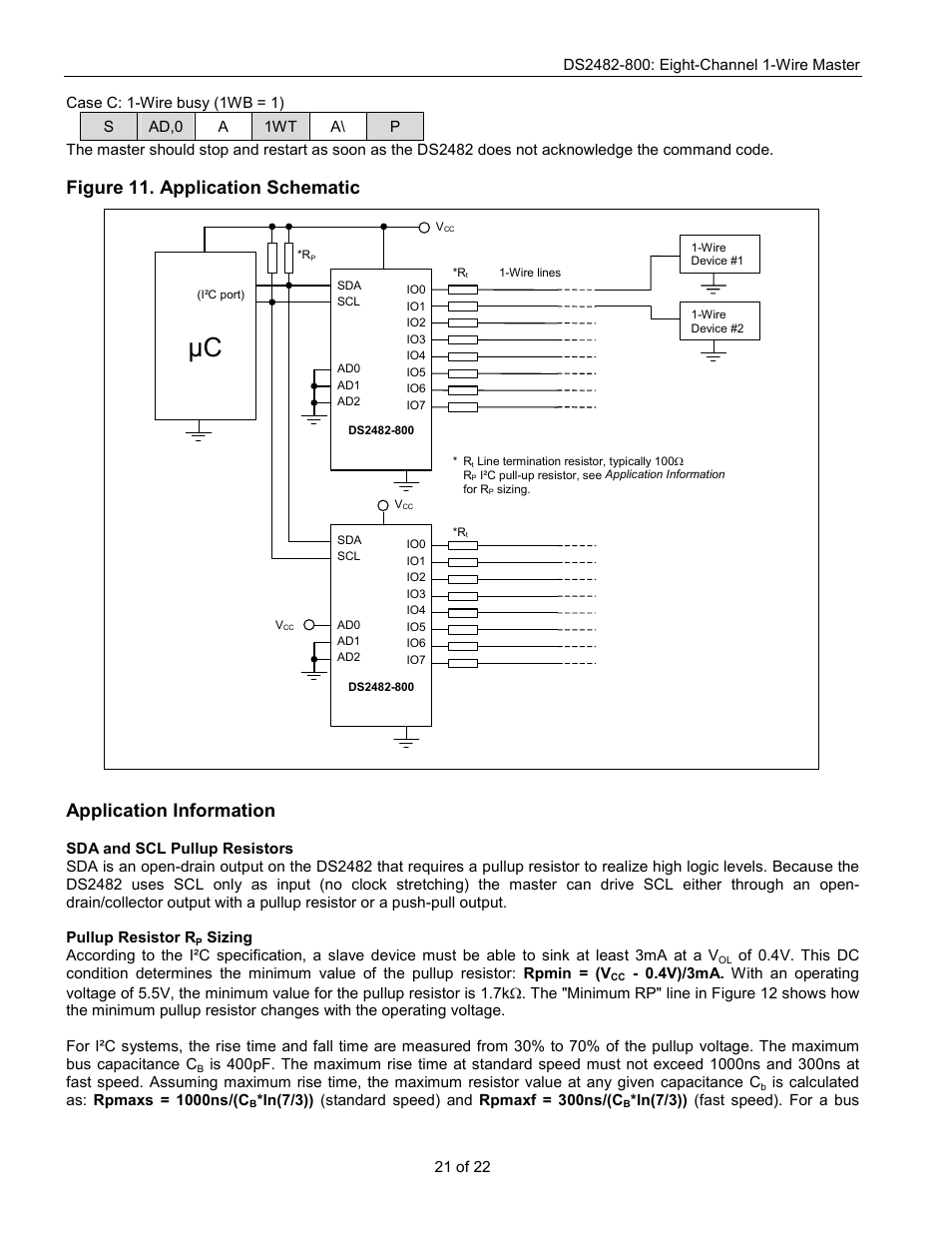 Figure 11. application schematic, Application information | Rainbow Electronics DS2482-800 User Manual | Page 21 / 22