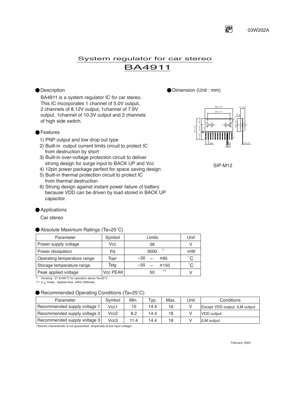 Rainbow Electronics BA4911 User Manual | 2 pages
