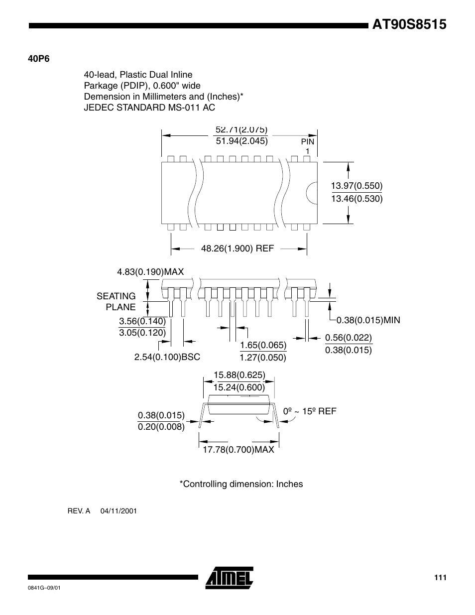 40p6 | Rainbow Electronics AT90S8515 User Manual | Page 111 / 112